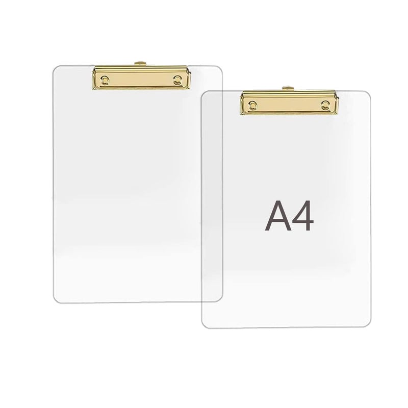 JIARI 2 Pack Clear Acrylic Office Clipboard A4 Letter Size 8.6"" x 12.2"" (Gold) - Image 2